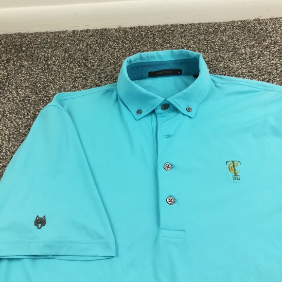 Greyson Tavistock Country Club Polo Shirt Performance Stretch Blue Mens Medium